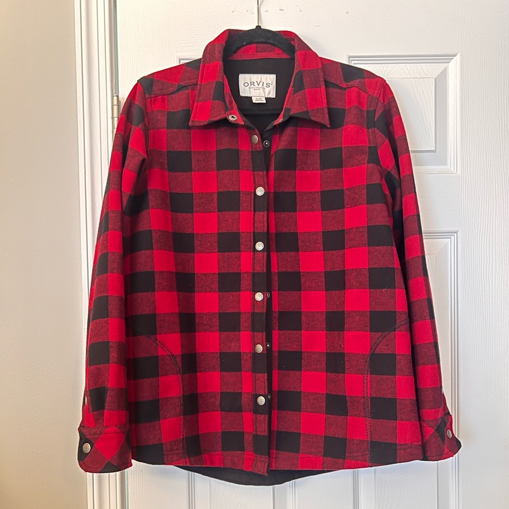 Orvis Red and Black Buffalo Plaid Shacket - Size XL - Like New